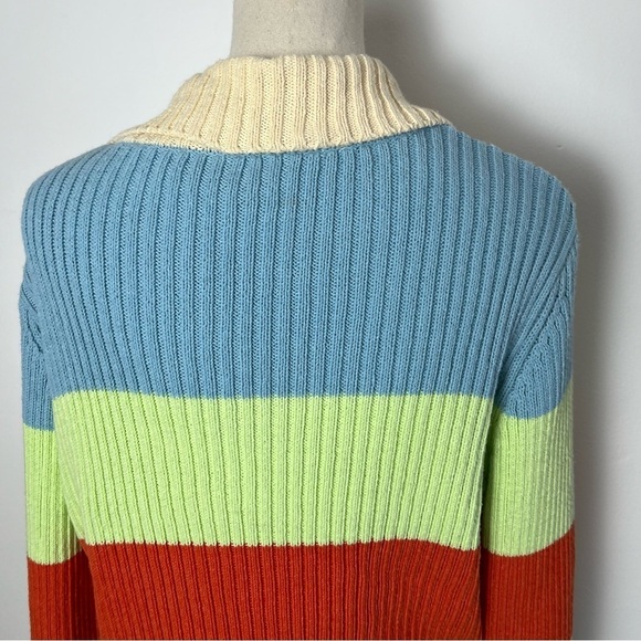 Zara Striped Button Front Knit Cardigan Sweater with Collar - Picture 8 of 8